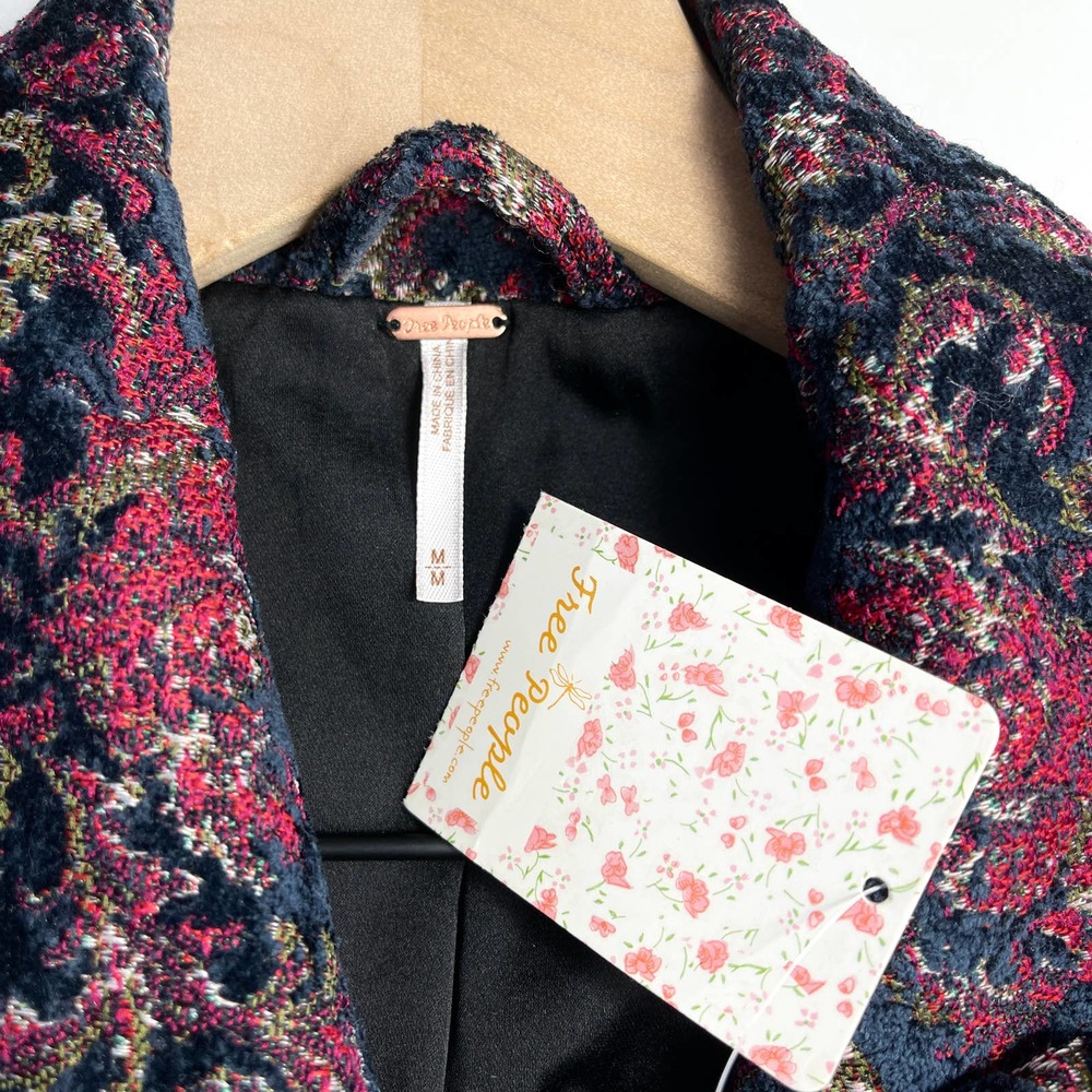 FREE PEOPLE NWT Retro Boho Long Floral Red & Purple Coat – RARE – Medium - Picture 13 of 16